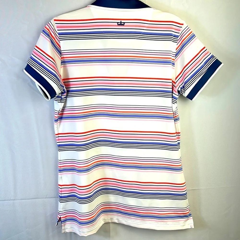 Peter Millar Sun Protection Striped Golf Club Shirt Like New Size Medium - Picture 4 of 8